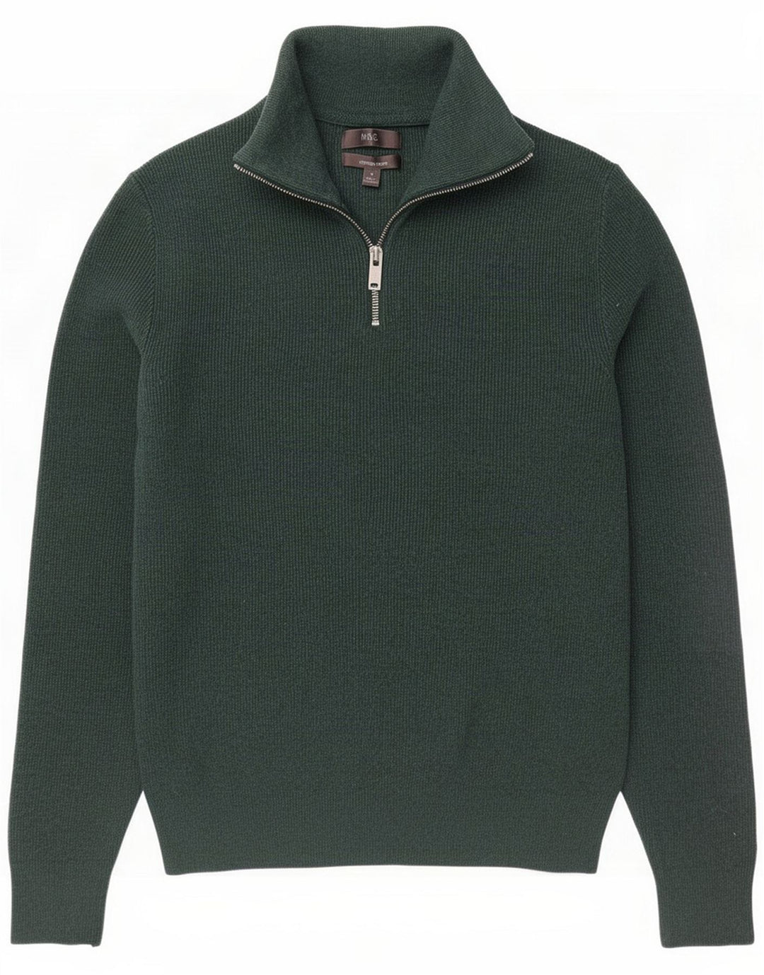 Marks & Spencer Maglione da uomo con zip e collo in cotone verde medio