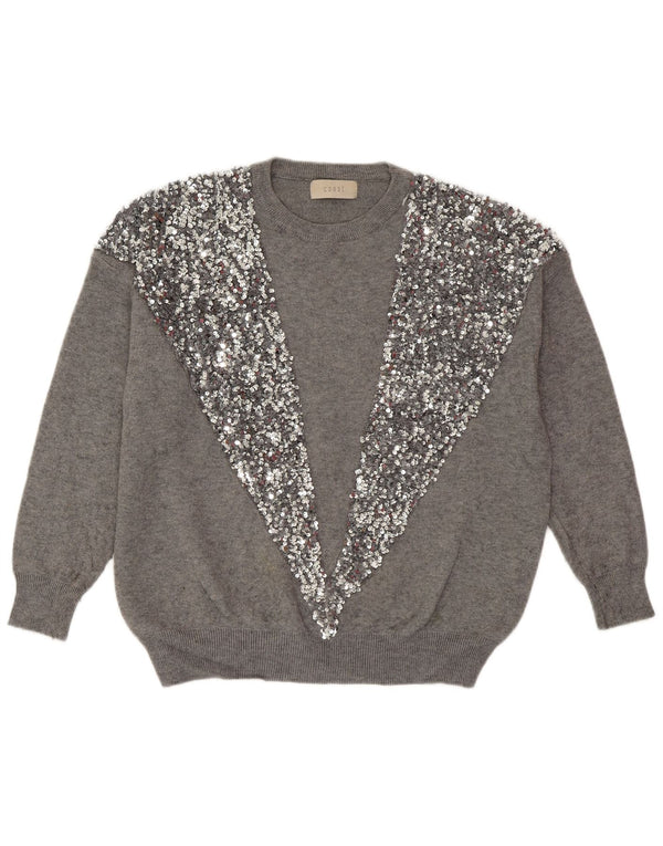 Maglione maglione girocollo da donna COAST UK 14 grande viscosa grigia