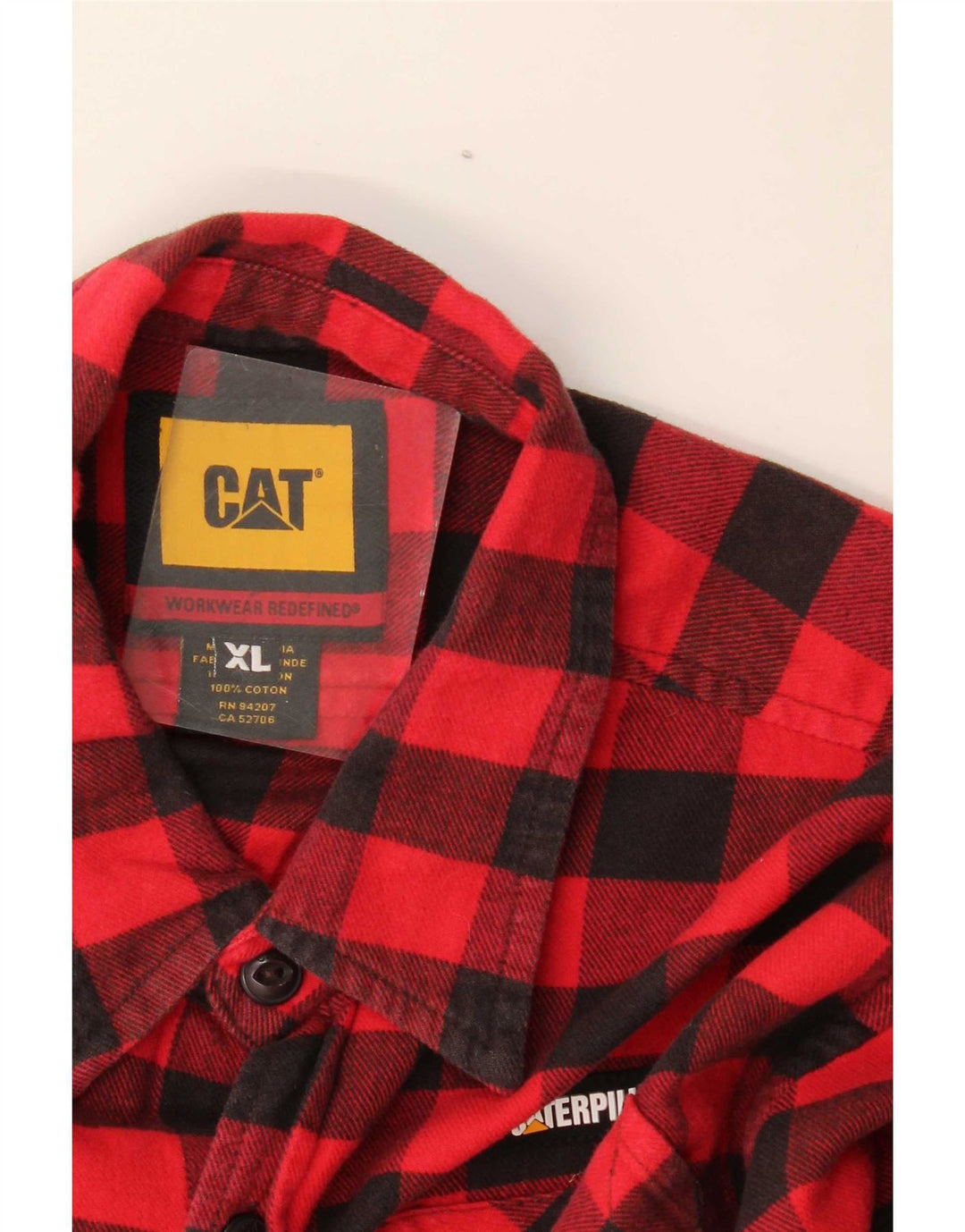 Camicia in flanella da uomo Caterpillar XL in cotone a quadretti rossi
