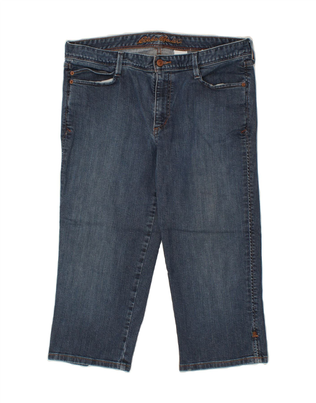 EDDIE BAUER Womens Capri Jeans US 12 Large W32 L20 Navy Blue Cotton Vintage Eddie Bauer and Second-Hand Eddie Bauer from Messina Hembry 