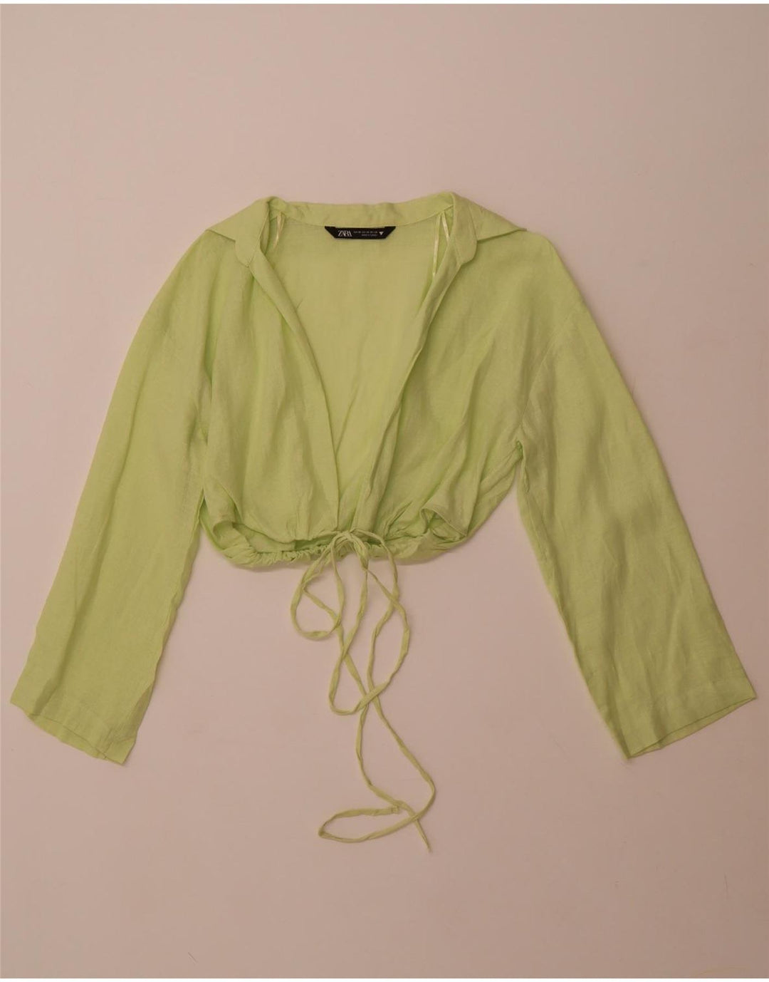 Top cardigan corto da donna ZARA UK 6 XS lino verde