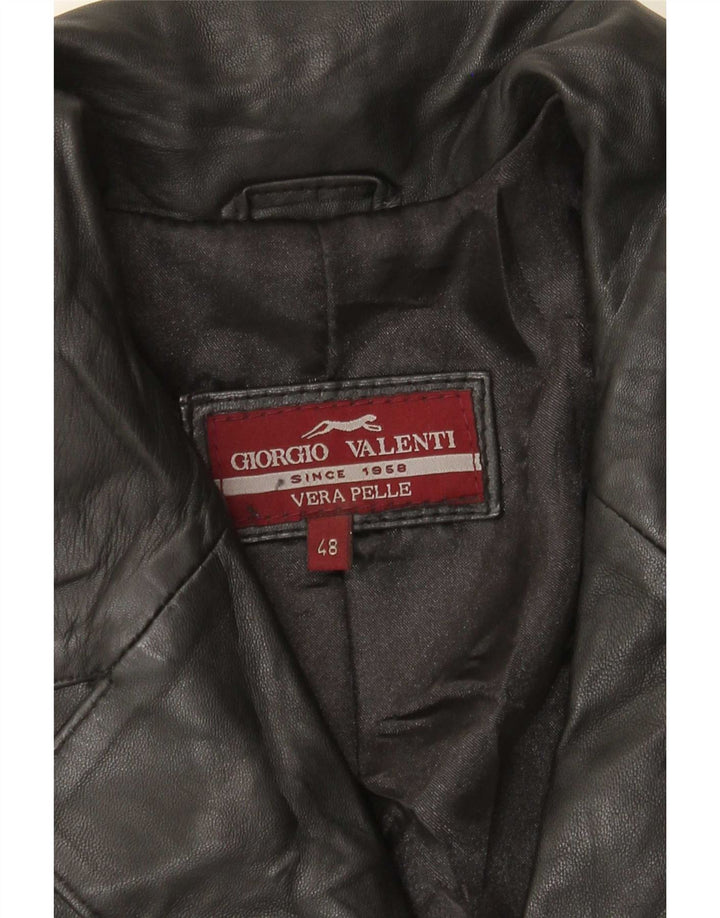 Giorgio Valenti Womens 3 Button Blazer Jacket IT 48 XL Black Leather