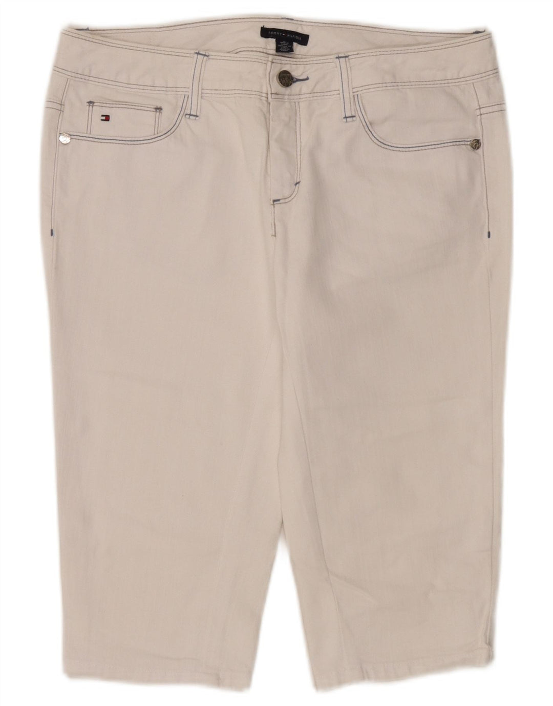 Pantaloncini di jeans Bermuda da donna Tommy Hilfiger US 8 Medium W32 Cotone bianco
