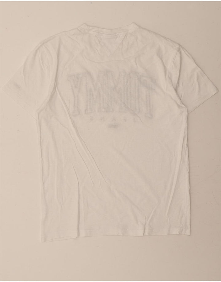 TOMMY HILFIGER Mens Graphic T-Shirt Top Medium White Vintage Tommy Hilfiger and Second-Hand Tommy Hilfiger from Messina Hembry 