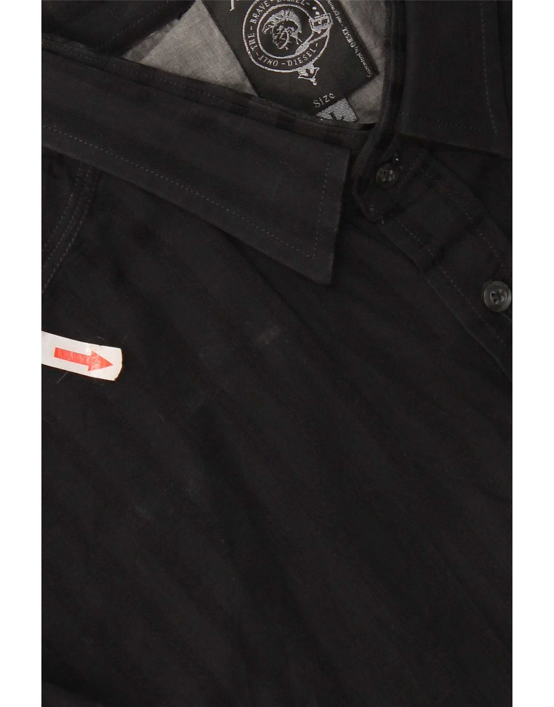 Camicia da uomo Diesel Large in cotone a righe nere