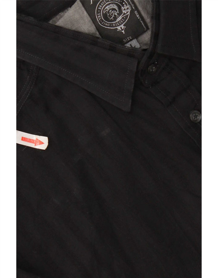 Camicia da uomo Diesel Large in cotone a righe nere
