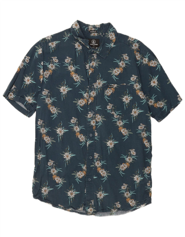 Camicia Volcom da uomo a maniche corte dal taglio classico in cotone floreale blu medio