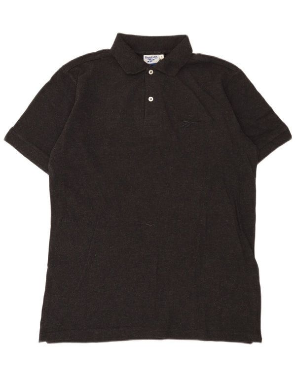 Polo Reebok da uomo in cotone grigio medio