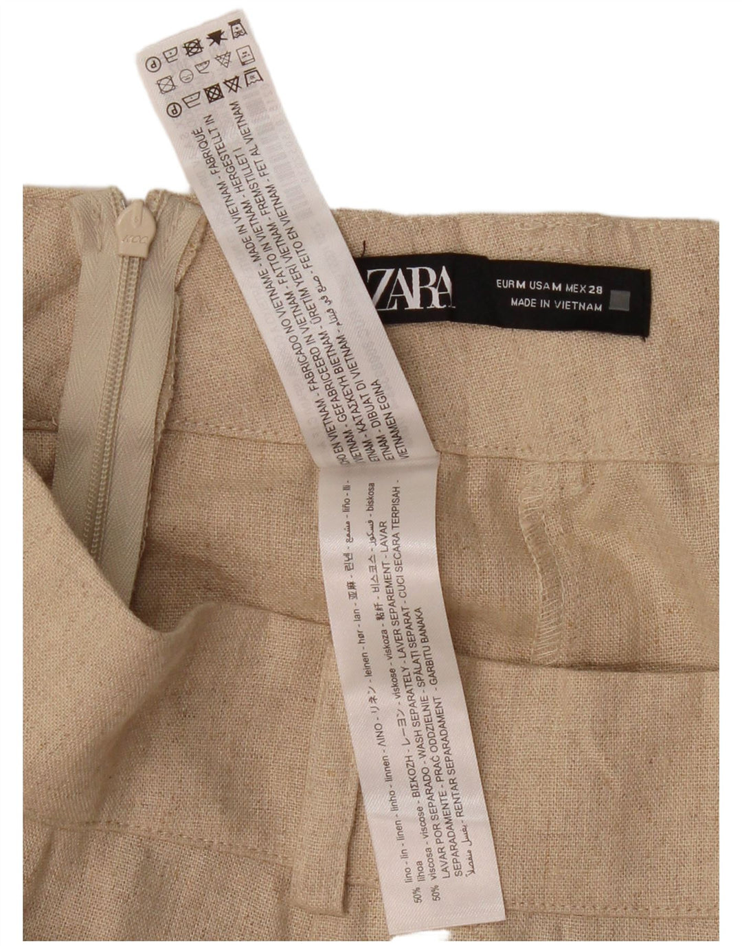 Gonna longuette da donna ZARA media W30 lino beige