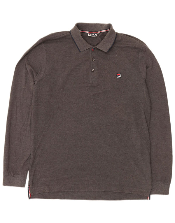 Polo da uomo a maniche lunghe Fila 2XL in cotone grigio