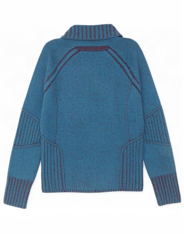 Marlboro Classics Maglione cardigan con zip intera da donna UK 18 XL Lana d'agnello blu