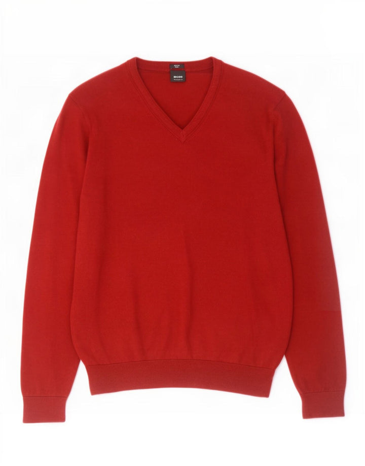 Hugo Boss Maglione da uomo con vestibilità regolare con scollo a V, colore rosso medio
