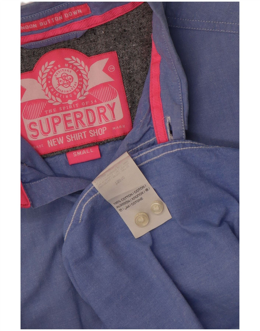 Camicia da uomo Superdry Small in cotone blu