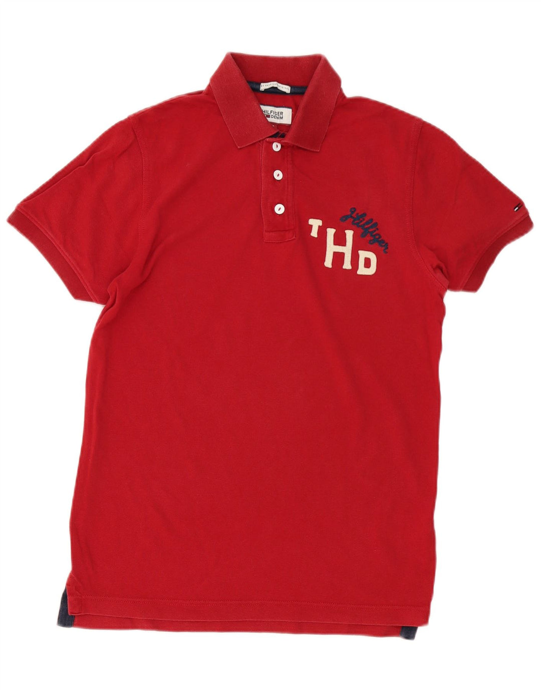Polo grafica da uomo Tommy Hilfiger piccola in cotone rosso