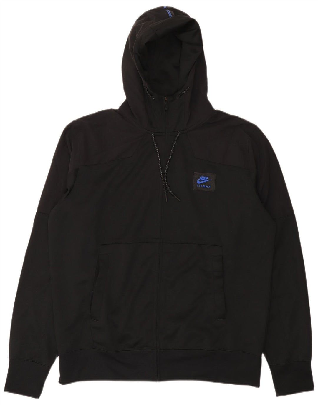Felpa con cappuccio e zip grafica Nike da uomo, grande, in poliestere nero