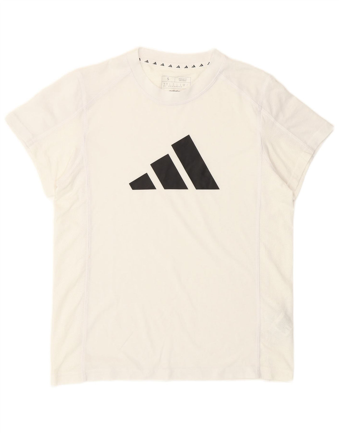 T-shirt grafica da donna Adidas Top UK 8/10 piccola bianca in poliestere