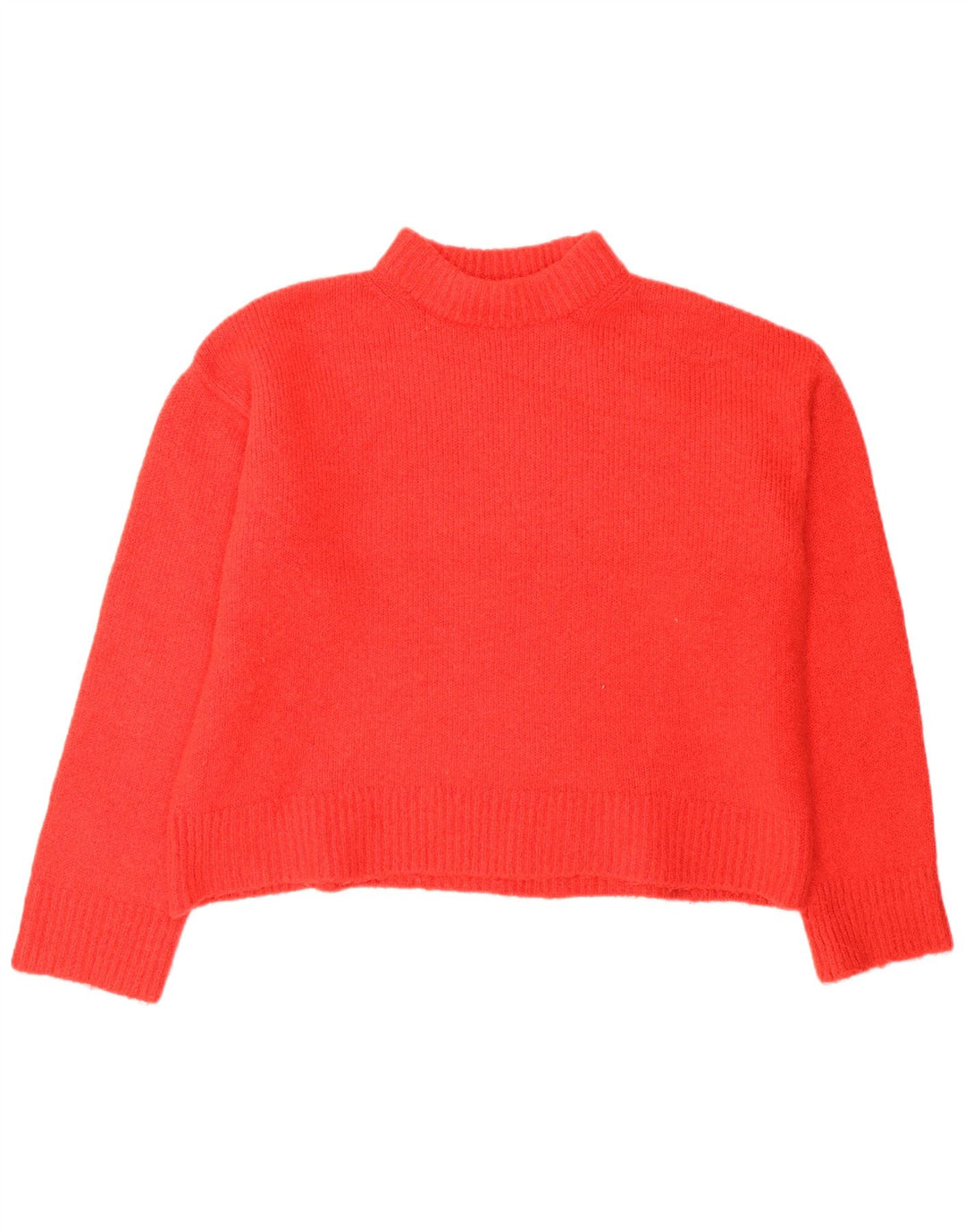 Zara Donna Maglione Corto Oversize con Collo Dolcevita UK 10 Piccolo Arancione