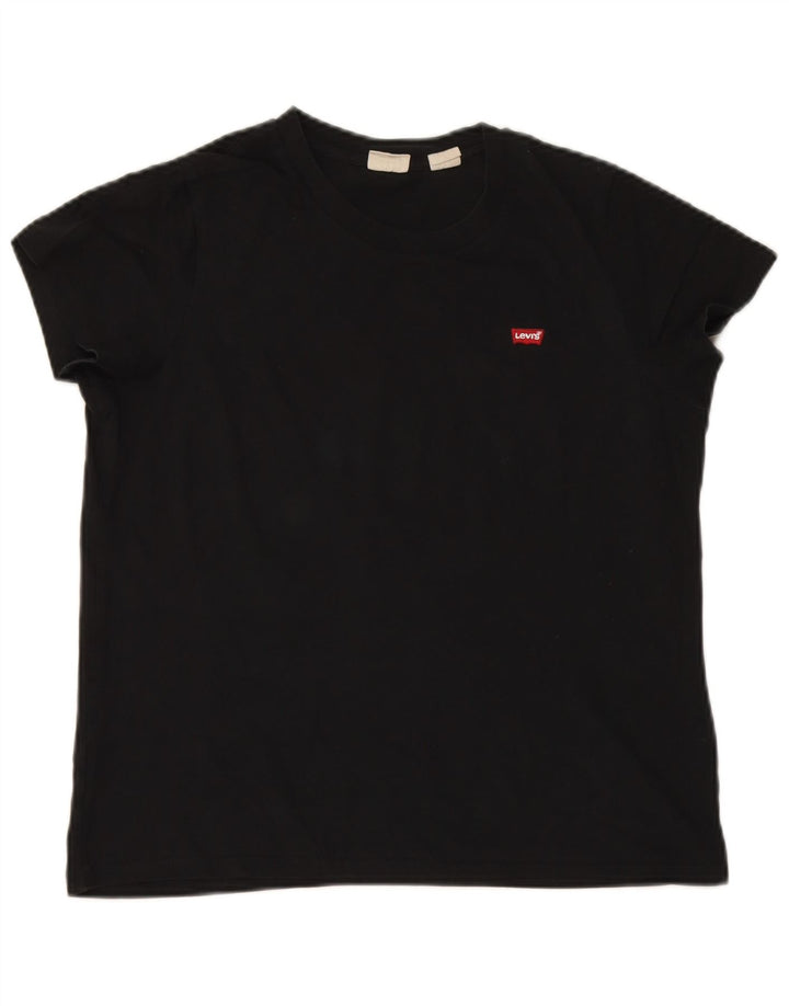 LEVI'S Womens T-Shirt Top UK 14 Medium Black Cotton