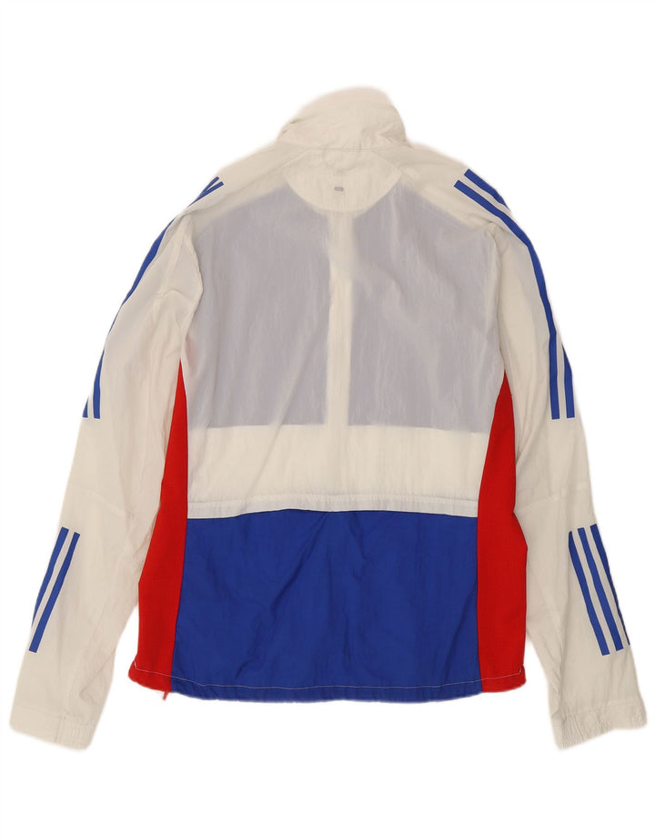 Giacca da corsa da uomo Adidas, giacca da corsa, nylon color block bianco medio