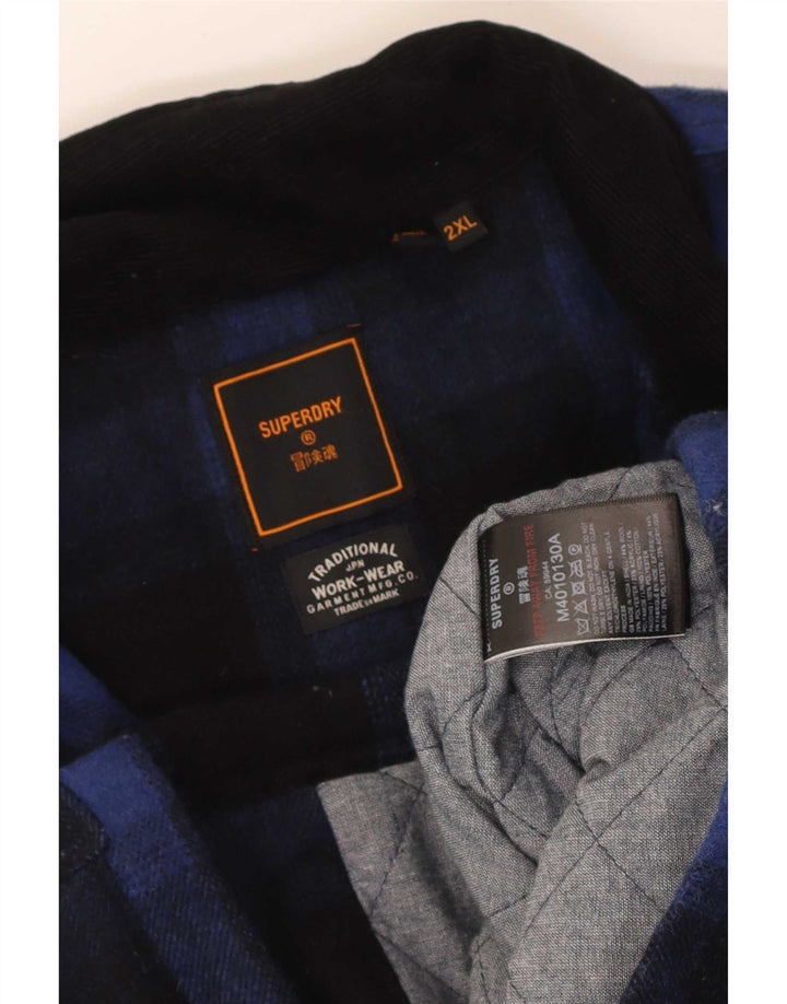 Giacca da uomo Shacket Superdry UK 44 2XL Lana a quadri blu navy