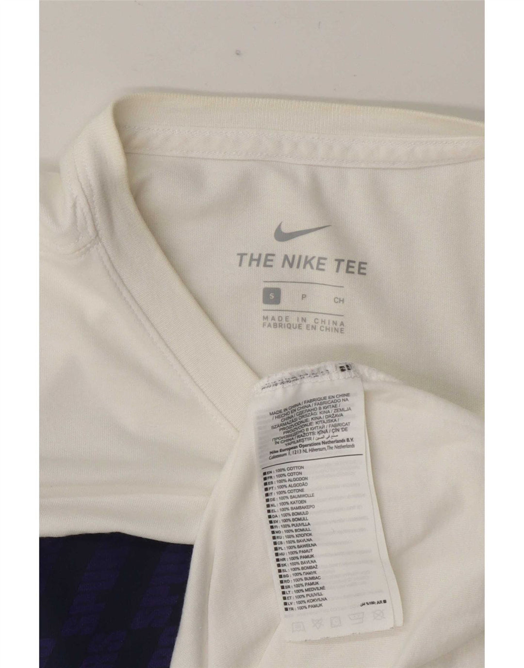 T-shirt Nike da uomo Top Small in cotone geometrico bianco