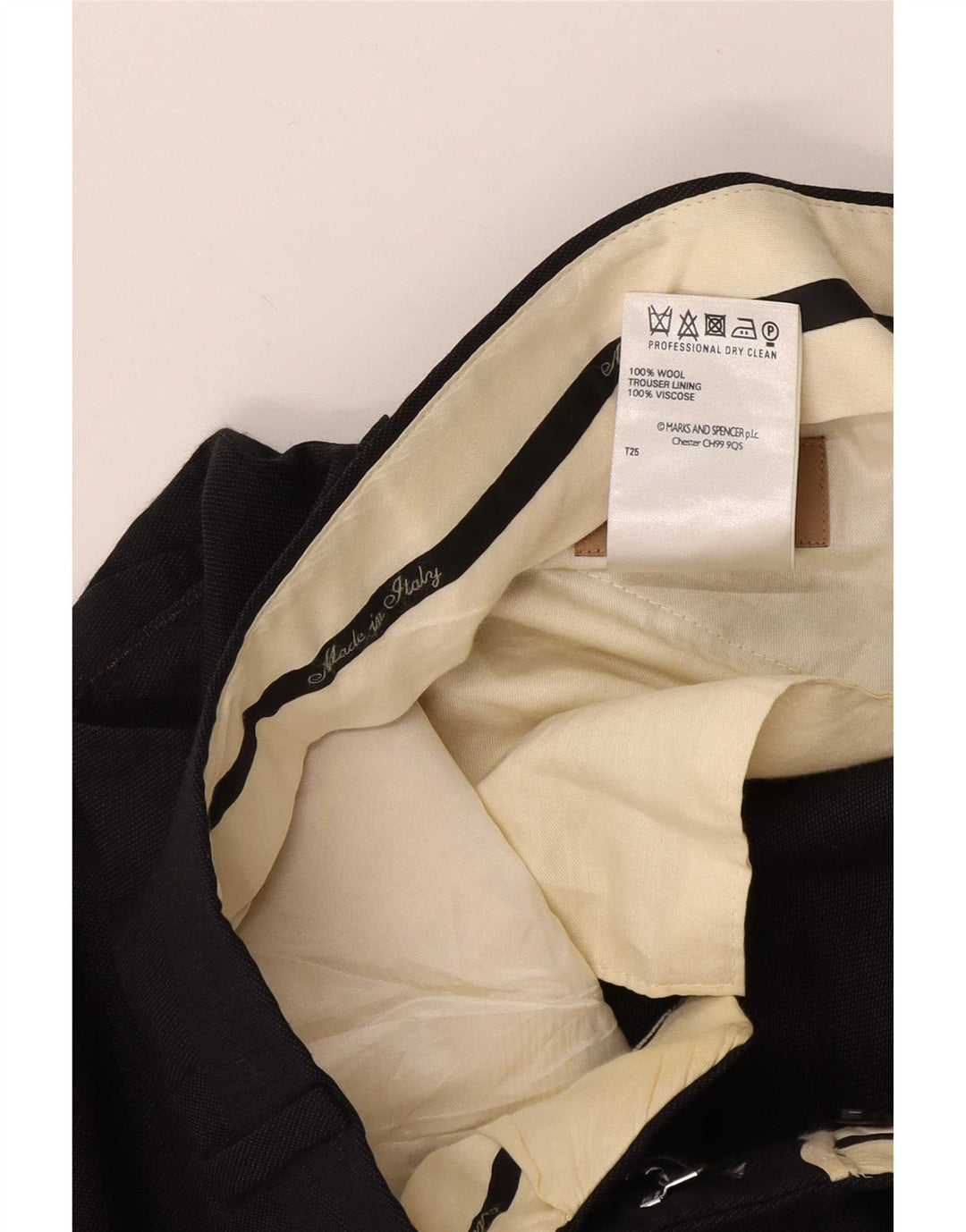 Pantaloni da abito con pegging da uomo Marks & Spencer W34 L31 in lana grigia