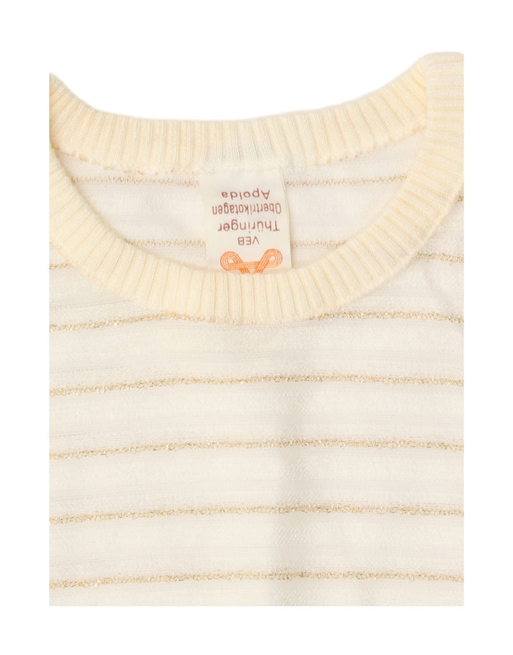 Maglione maglione girocollo da donna vintage EU 42 a righe bianche grandi