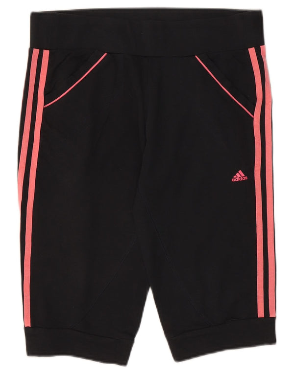 Adidas Womens Graphic Sport Shorts UK 10 Small Black Cotton