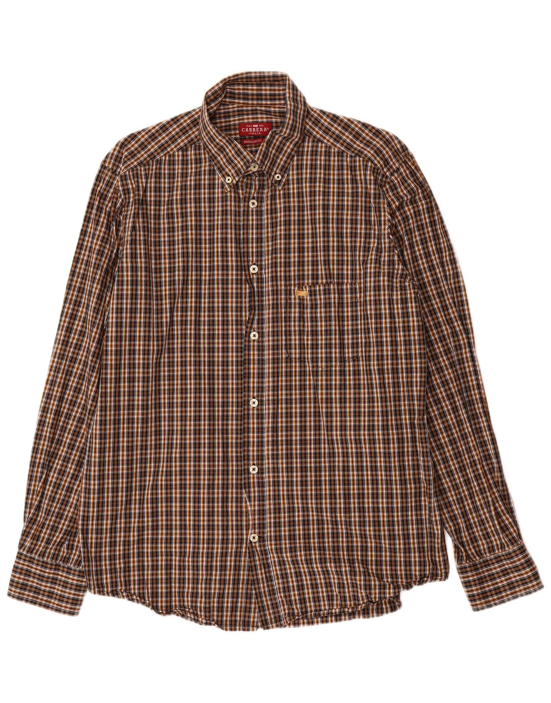 Carrera Camicia da uomo in flanella vestibilità regolare, cotone a quadri marroni grandi