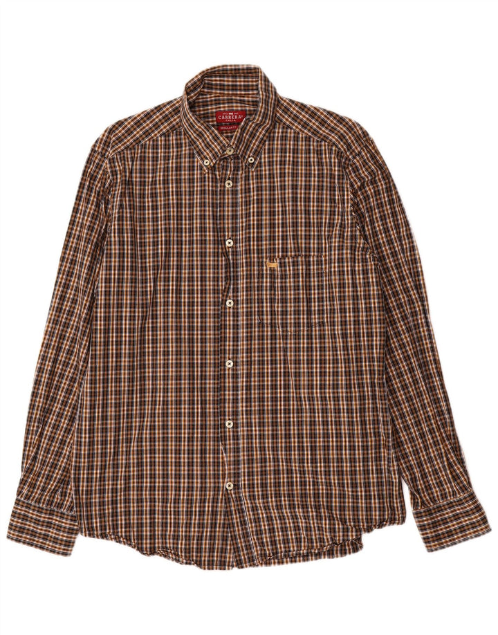 Carrera Camicia da uomo in flanella vestibilità regolare, cotone a quadri marroni grandi