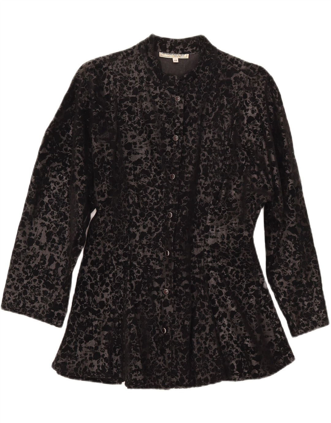Giacca vintage da donna con maniche a 3/4 IT 44 stampa animalier nera media