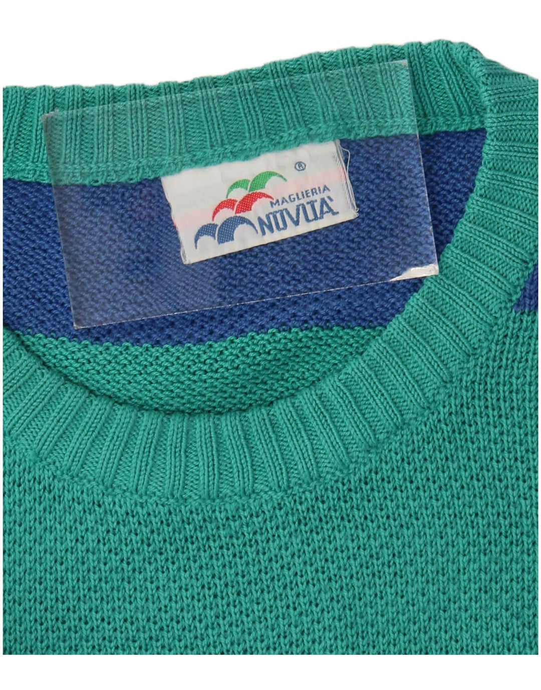 Maglione girocollo da uomo vintage a righe grandi blu