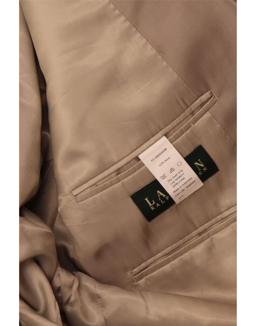 RALPH LAUREN Giacca blazer a 2 bottoni da uomo UK 44 2XL Lana beige