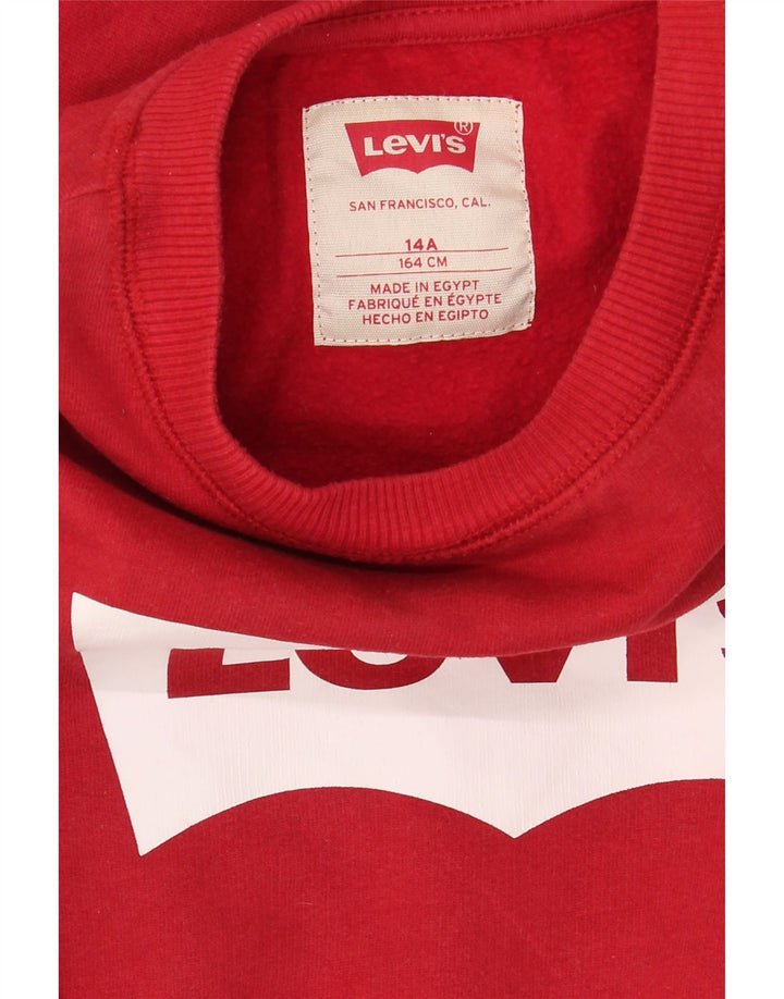 LEVI'S Girls Graphic Sweatshirt Jumper 13-14 Years Red Cotton