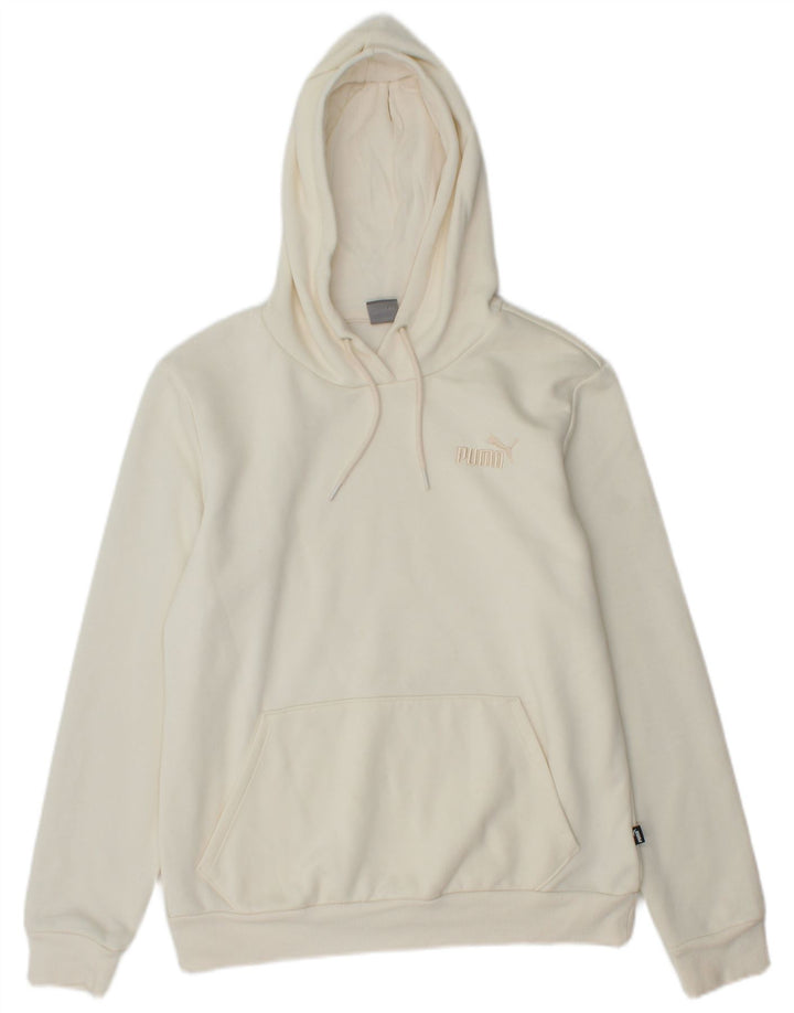 Felpa con cappuccio da donna Puma UK 14 cotone bianco medio