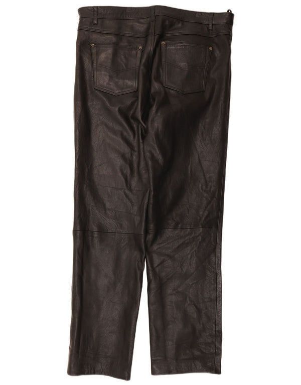 Pantaloni dritti in pelle da uomo Henson&Henson W42 L33 neri