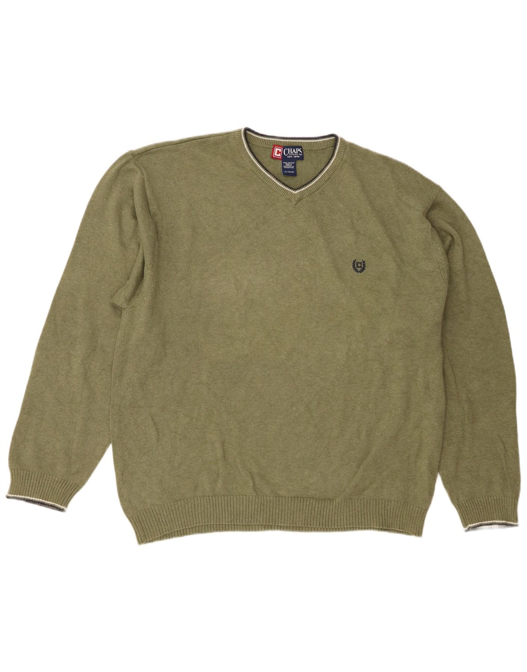 Maglione da uomo Chaps Regular Fit con scollo a V XL in cotone verde