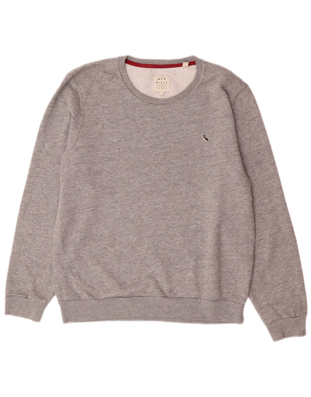 JACK WILLS Felpa da uomo Maglione Cotone chiazzato grigio medio