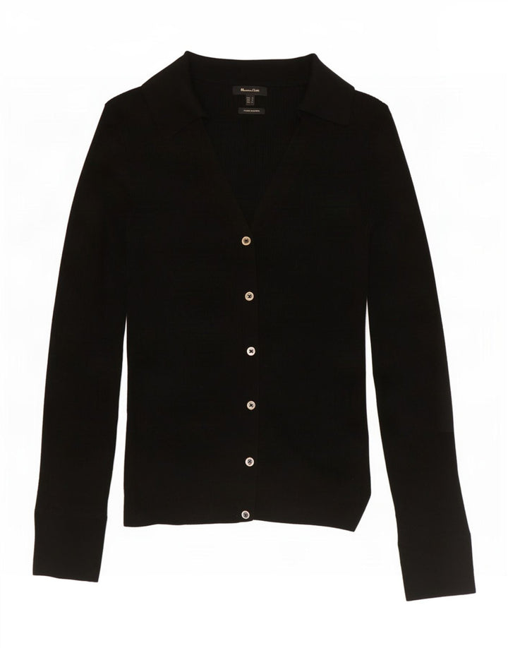 Maglione cardigan da donna Massimo Dutti UK 10 piccolo in lana nera