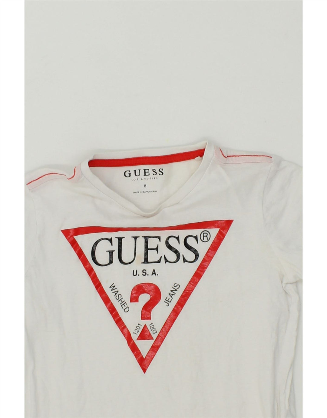 GUESS Girls Graphic T-Shirt Top 7-8 Years White Vintage Guess and Second-Hand Guess from Messina Hembry 