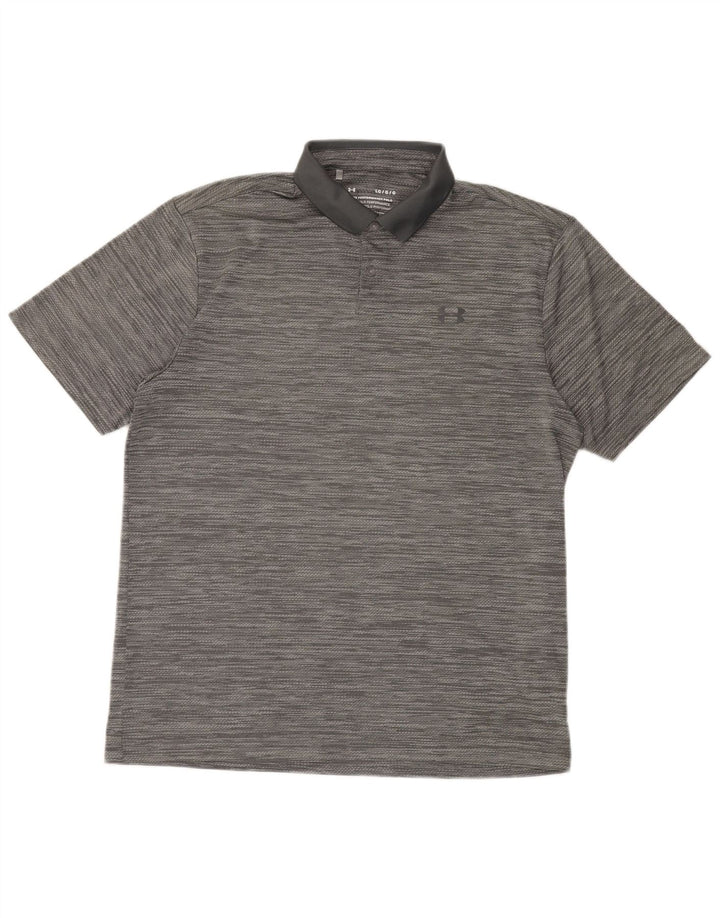 Polo da uomo Under Armour grande in poliestere chiazzato grigio