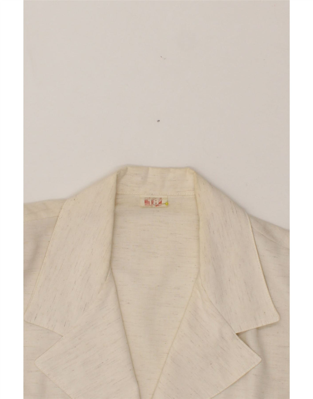 VINTAGE Womens Short Sleeve 2 Button Blazer Jacket UK 18 XL Beige Flecked Vintage Vintage and Second-Hand Vintage from Messina Hembry 