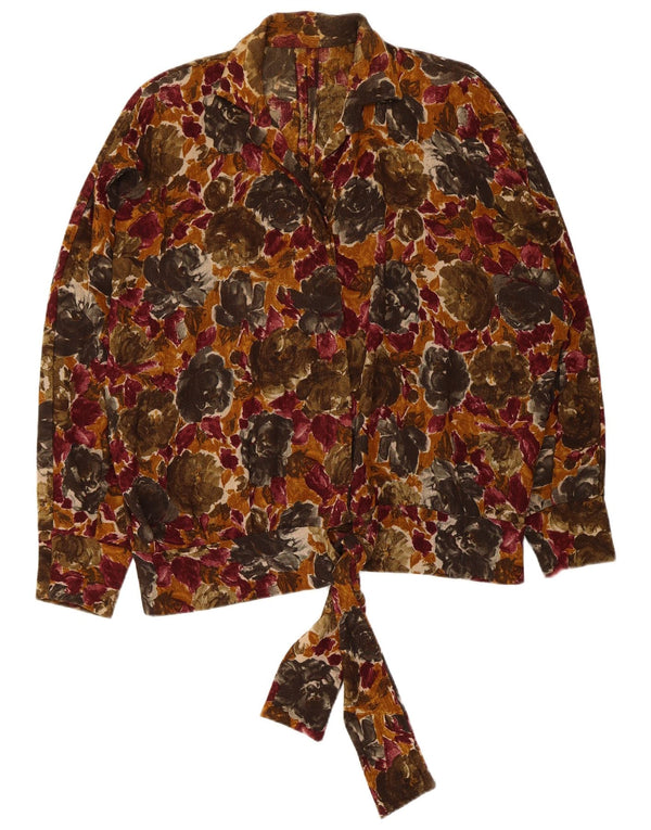 Camicetta camicia vintage da donna UK 20 2XL floreale multicolore