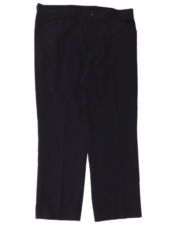 Farah Pantaloni casual dritti da uomo vestibilità classica W36 L29 Poliestere blu navy