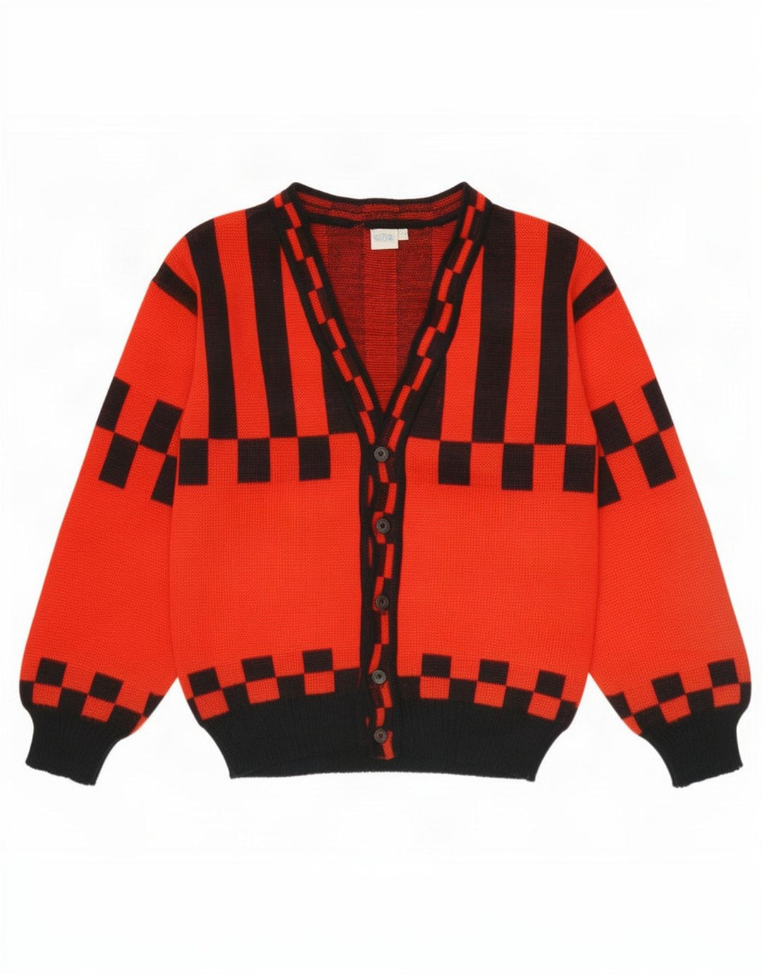 Maglione cardigan da donna vintage EU 40 rosso medio geometrico