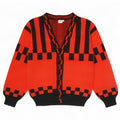 Maglione cardigan da donna vintage EU 40 rosso medio geometrico