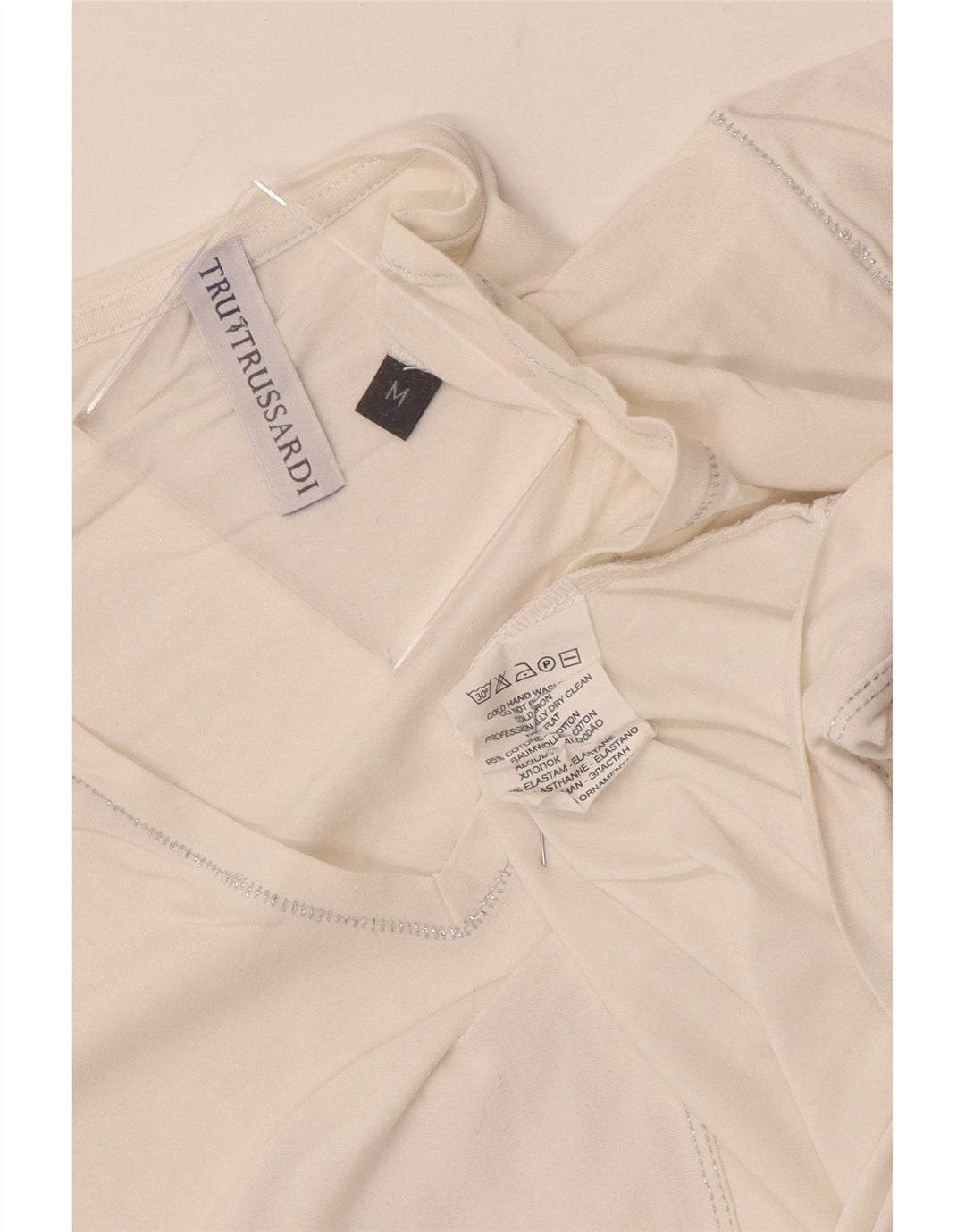 T-shirt grafica da donna Trussardi Top UK 12 cotone bianco medio