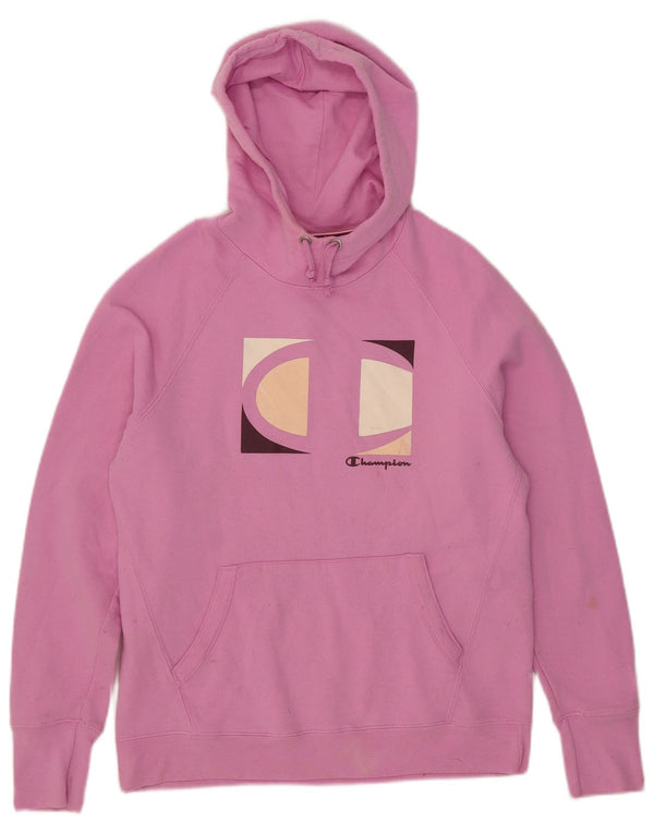 Felpa con cappuccio grafica da donna Champion UK 14 rosa medio