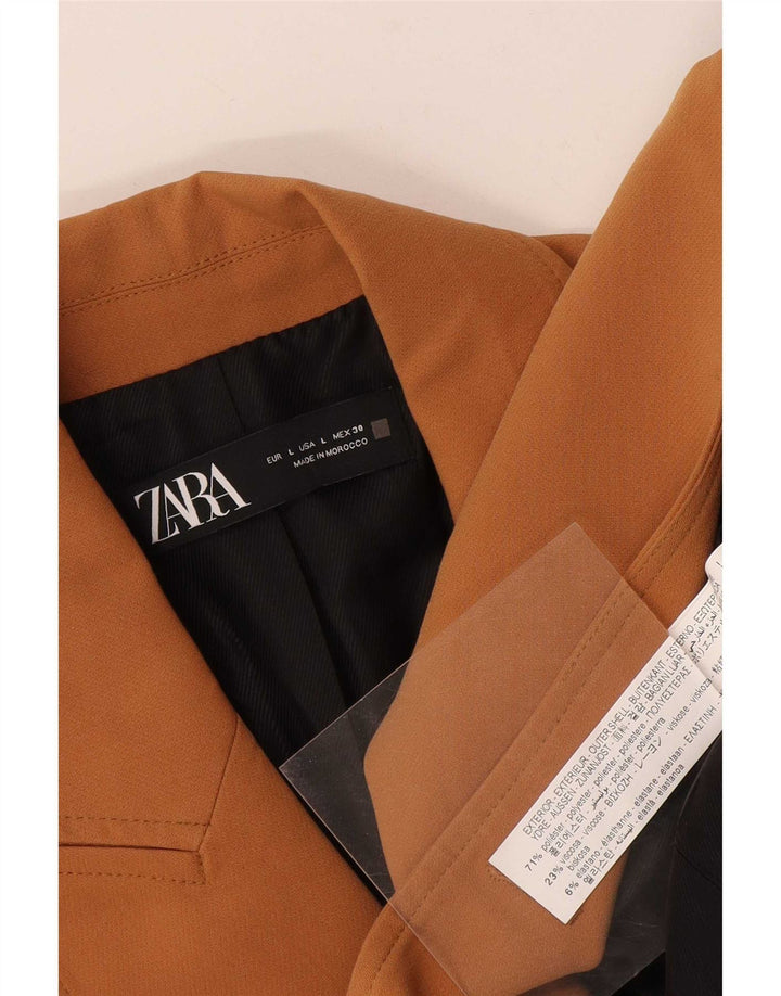 Giacca blazer doppiopetto da donna Zara UK 14 grande poliestere marrone