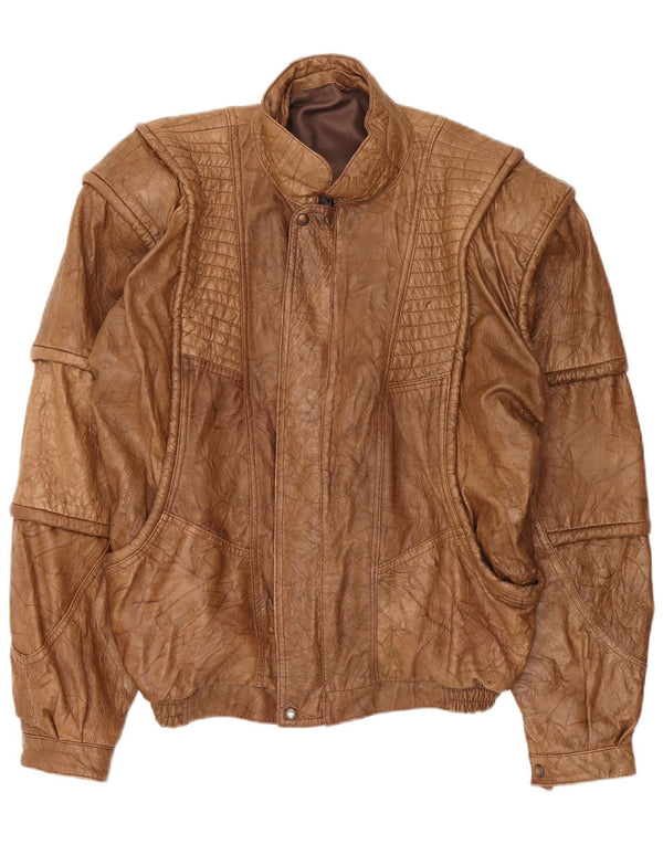 Giacca in pelle vintage da uomo UK 42 XL Marrone